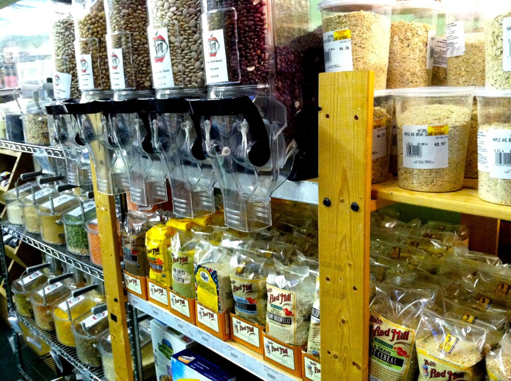 grains, beans, gluten free flour, etc